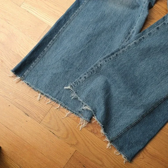 ME+EM Split Seam Flare Jeans Blue Multi Wash Regular Length Wide Leg Size 32 - Picture 4 of 13